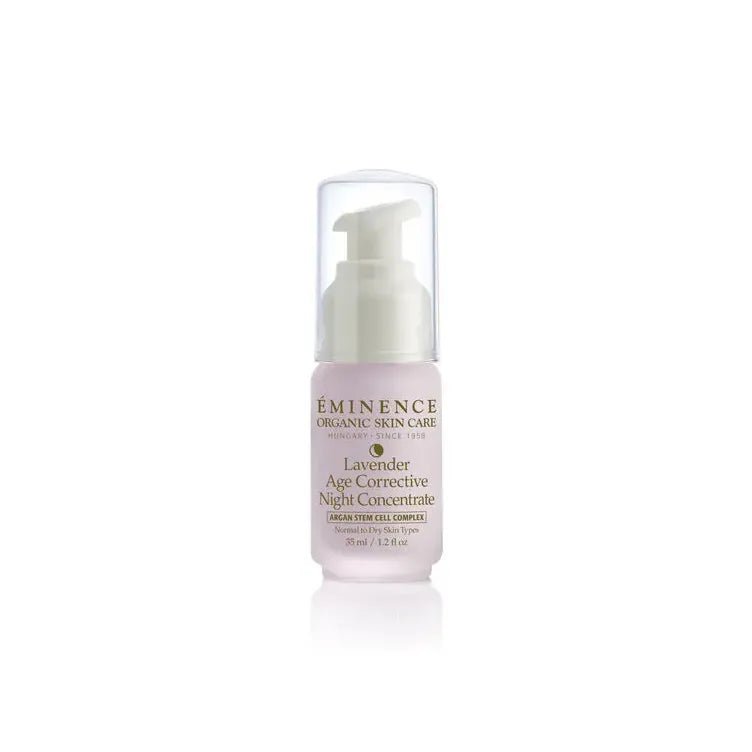 Eminence Organic Skin Care Lavender Age Corrective Night Concentrate bottle on a white background