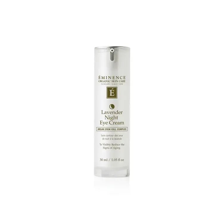 Eminence Lavender Night Eye Cream bottle on a white background