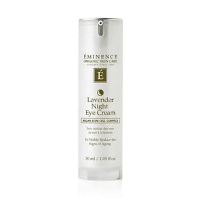 Eminence Lavender Night Eye Cream bottle on a white background