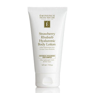 Tube of Eminence Strawberry Rhubarb Hyaluronic Body Lotion on a white background - okotoks hc pharmacy