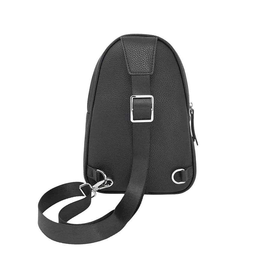 Black crossbody bag with a strap on a white background. - okotoks hc pharmacy