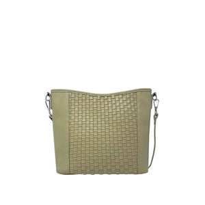 Green woven handbag on a white background - okotoks hc pharmacy