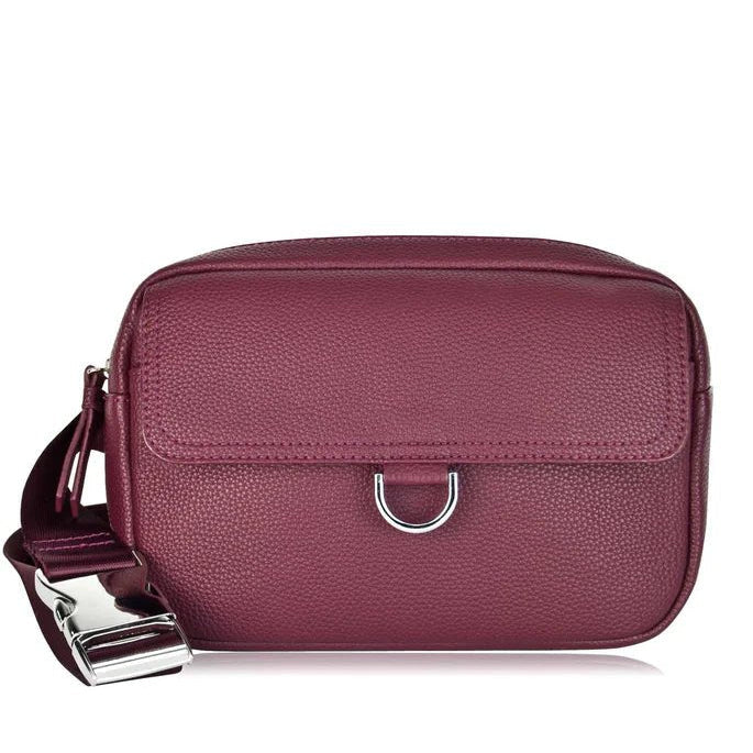 Purple handbag with a silver clasp on a white background - okotoks hc pharmacy