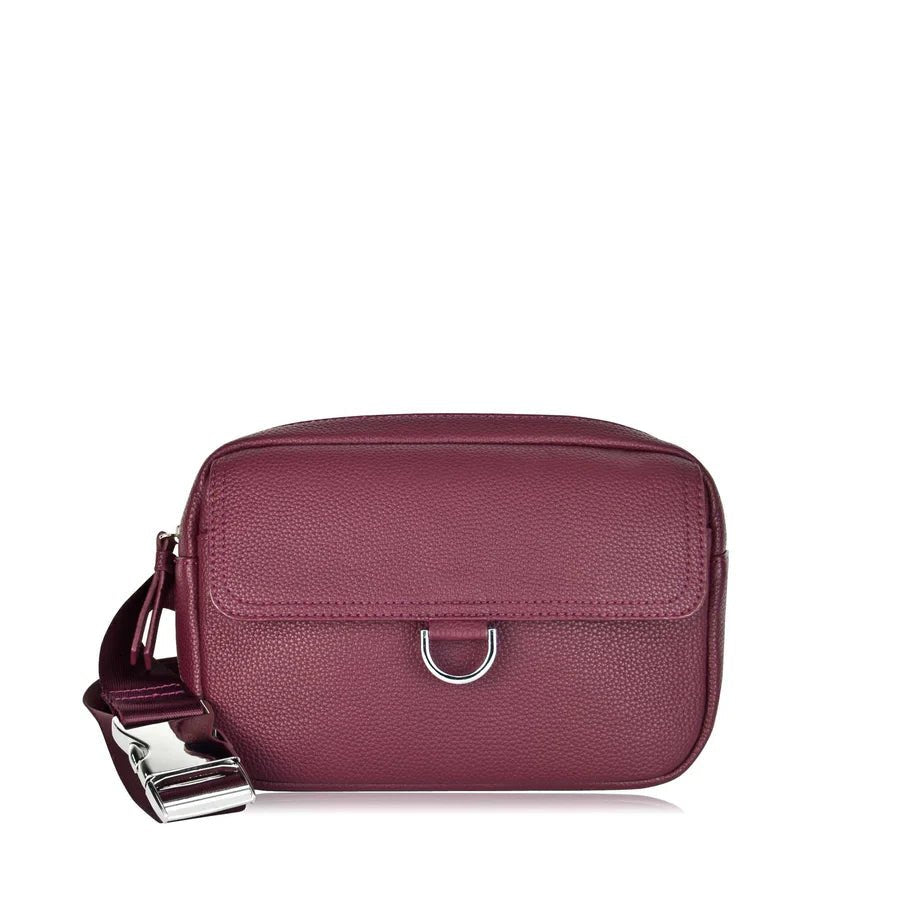 Purple handbag with a silver clasp on a white background - okotoks hc pharmacy