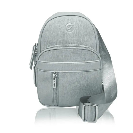 Gray crossbody bag on a white background - okotoks hc pharmacy
