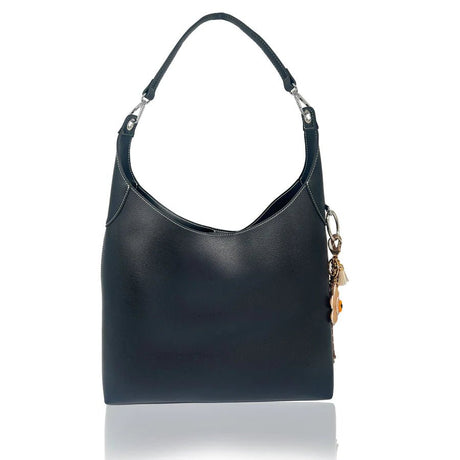 Black handbag with gold chain detail on a white background - okotoks hc pharmacy
