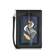 Black and blue handbag with floral design on a white background - okotoks hc pharmacy