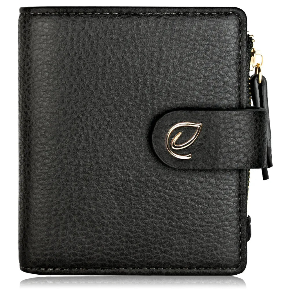Black wallet with a gold emblem on a white background - okotoks hc pharmacy