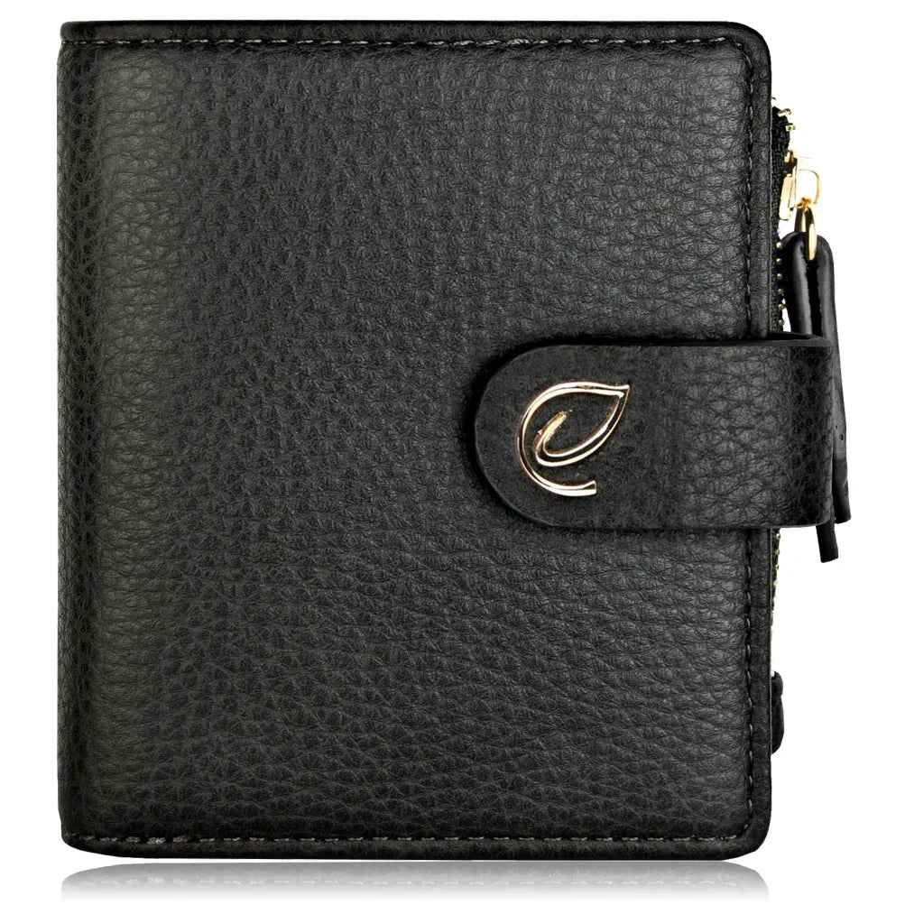 Black wallet with a gold emblem on a white background - okotoks hc pharmacy