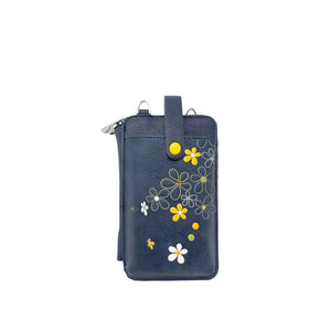 Navy blue pouch with floral designs on a white background - okotoks hc pharmacy