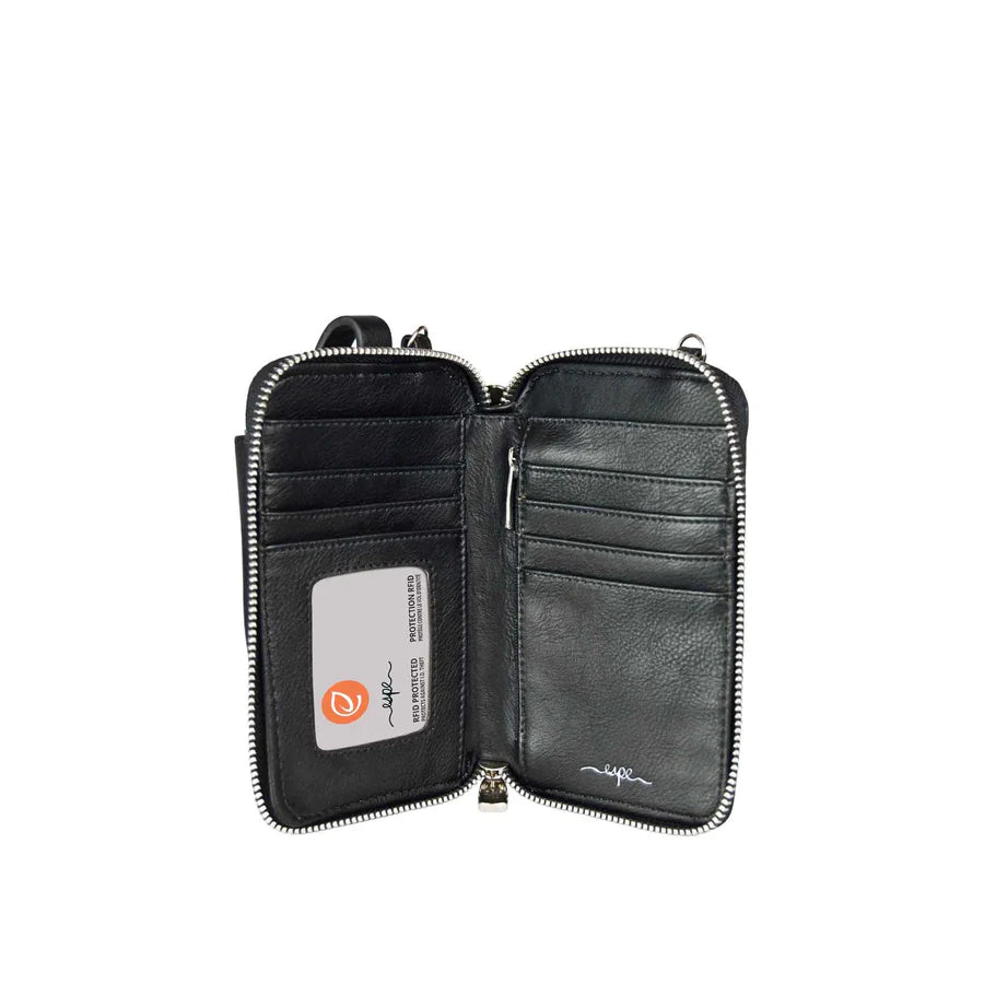 Black wallet with zipper on a white background - okotoks hc pharmacy