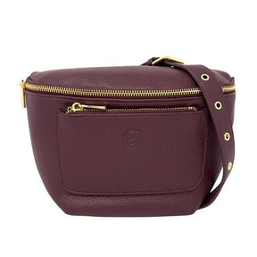 wine handbag with gold zipper and accents on a white background - okotoks hc pharmacy