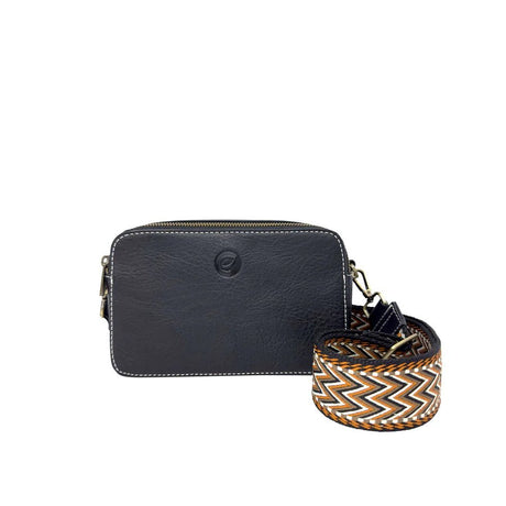 Black bag with a decorative strap on a white background - okotoks hc pharmacy