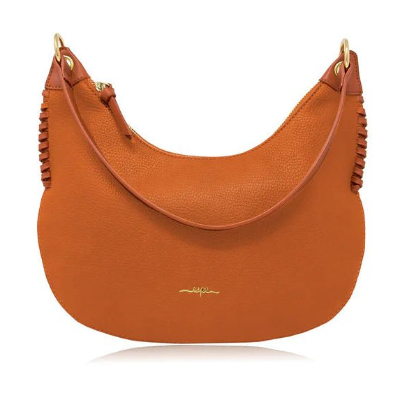 Brown handbag with gold accents on a white background - okotoks hc pharmacy