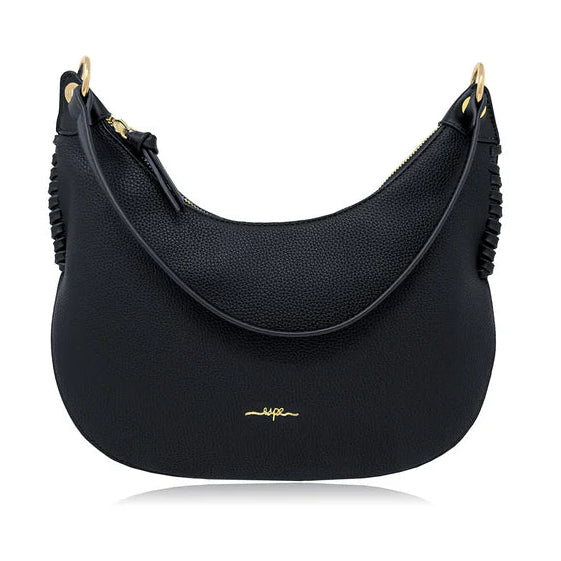 Black handbag with gold accents on a white background - okotoks hc pharmacy