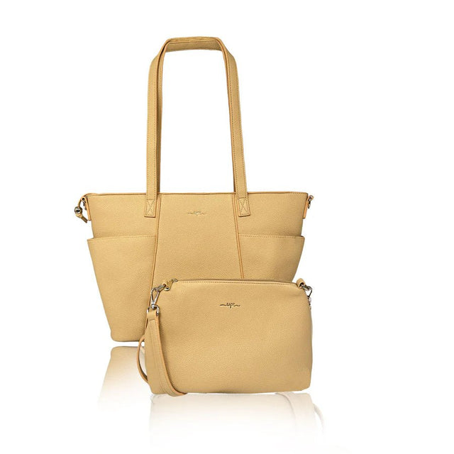 yellow handbag with a matching pouch on a white background - okotoks hc pharmacy