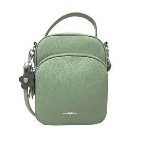 Green handbag with a chain detail on a white background - okotoks hc pharmacy