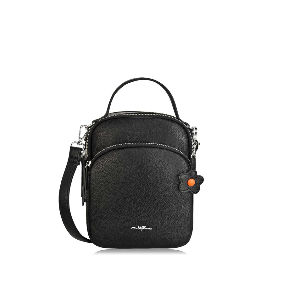 Black crossbody bag with a visible brand logo on a white background - okotoks hc pharmacy