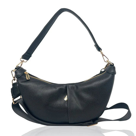 Black handbag with gold accents on a white background - okotoks hc pharmacy
