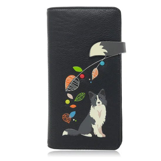 Black wallet with a dog illustration on a white background - okotoks hc pharmacy
