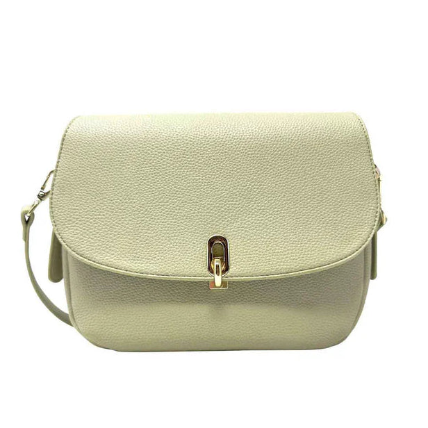 sage handbag with a gold clasp on a white  background - okotoks hc pharmacy