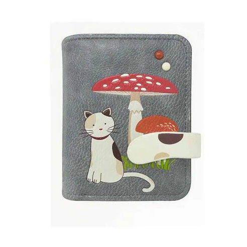 Small pouch with a design of a cat and mushrooms on a white background - okotoks hc pharmacy