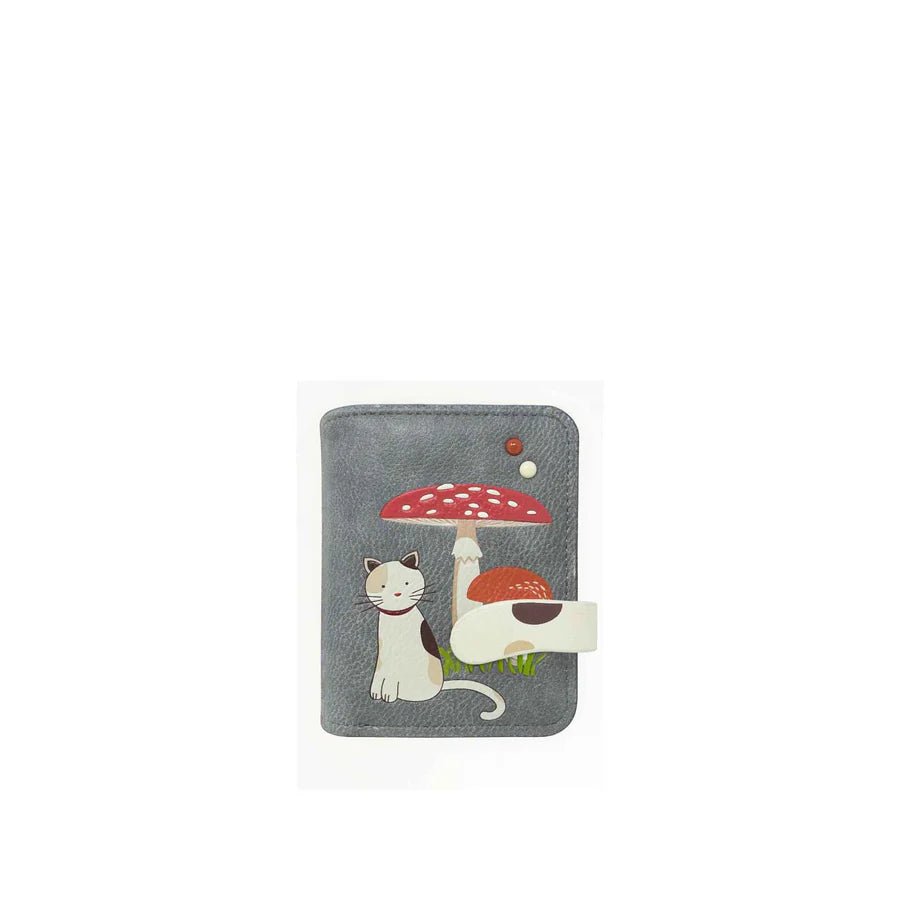 Small pouch with a design of a cat and mushrooms on a white background - okotoks hc pharmacy