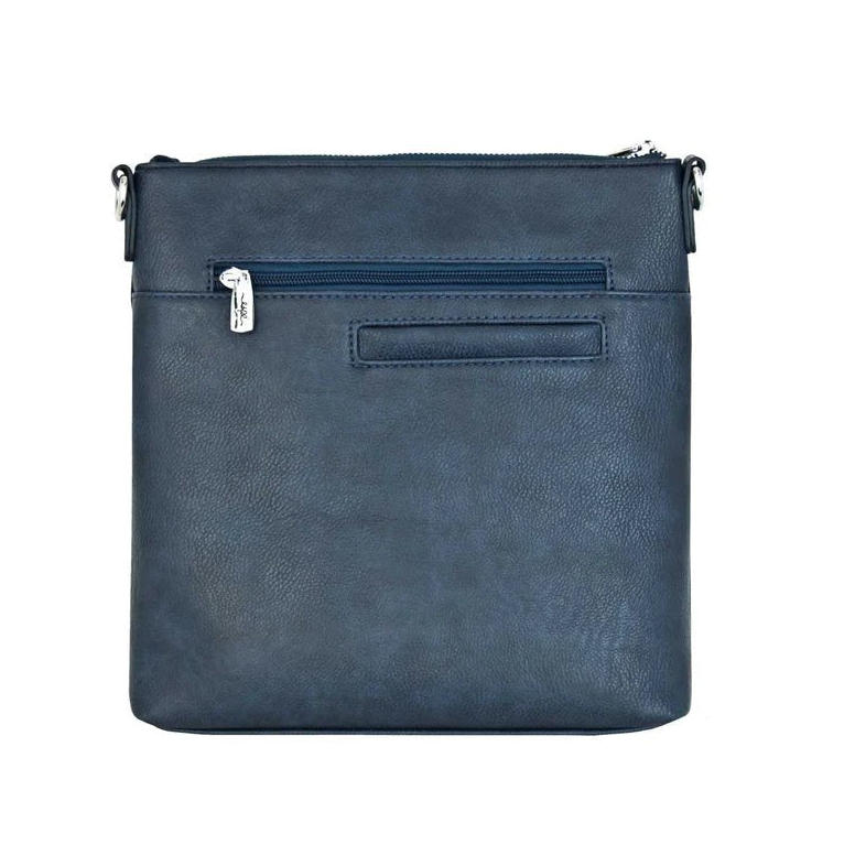Blue crossbody bag on a white background - okotoks hc pharmacy