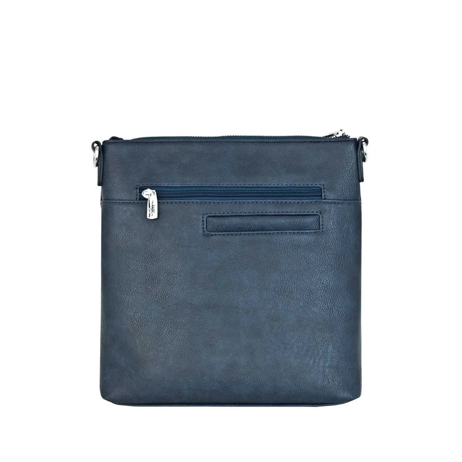 Blue crossbody bag on a white background - okotoks hc pharmacy