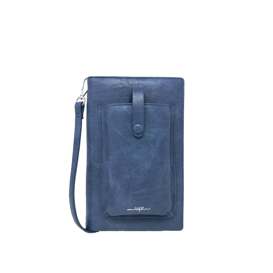 Blue crossbody bag with a strap on a white background - okotoks hc pharmacy