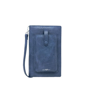 Blue crossbody bag with a strap on a white background - okotoks hc pharmacy