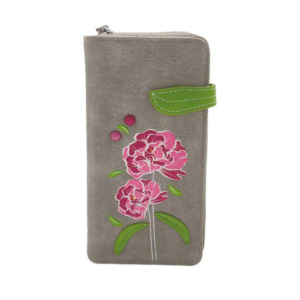 Gray pouch with pink floral design on a white background - okotoks hc pharmacy