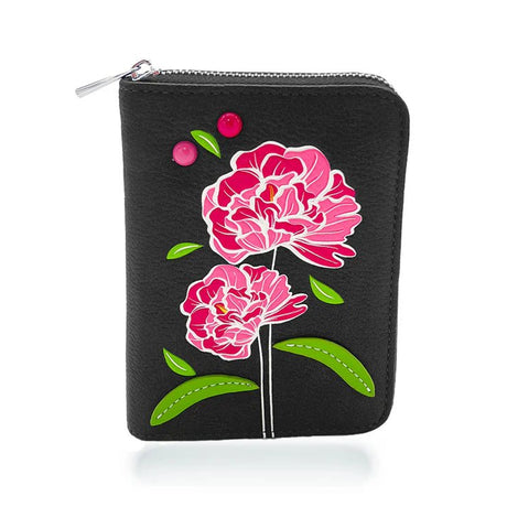 Black pouch with pink floral design on a white background - okotoks hc pharmacy