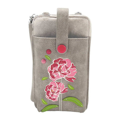 Gray pouch with pink floral design on a white background - okotoks hc pharmacy