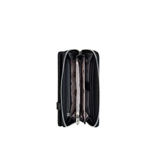 Black wallet with a zipper on a white background - okotoks hc pharmacy