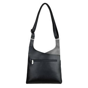Black shoulder bag with a visible zipper on a white background - okotoks hc pharmacy