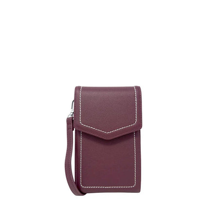 Purple crossbody bag with white stitching on a white background - okotoks hc pharmacy