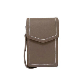 grey crossbody bag with white stitching on a white background - okotoks hc pharmacy