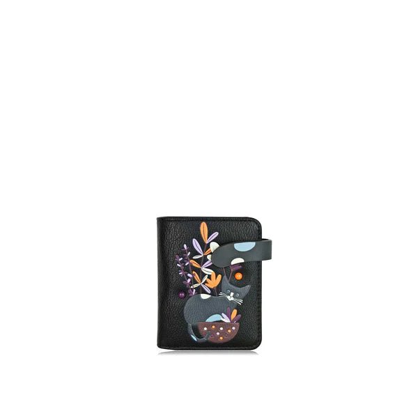 Black wallet with floral design on a white background - okotoks hc pharmacy