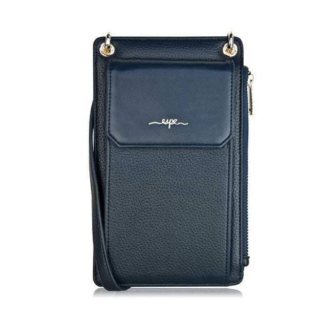 Blue pouch with gold accents on a white background - okotoks hc pharmacy