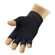 Black five-finger glove on a mannequin hand with a white background - okotoks hc pharmacy