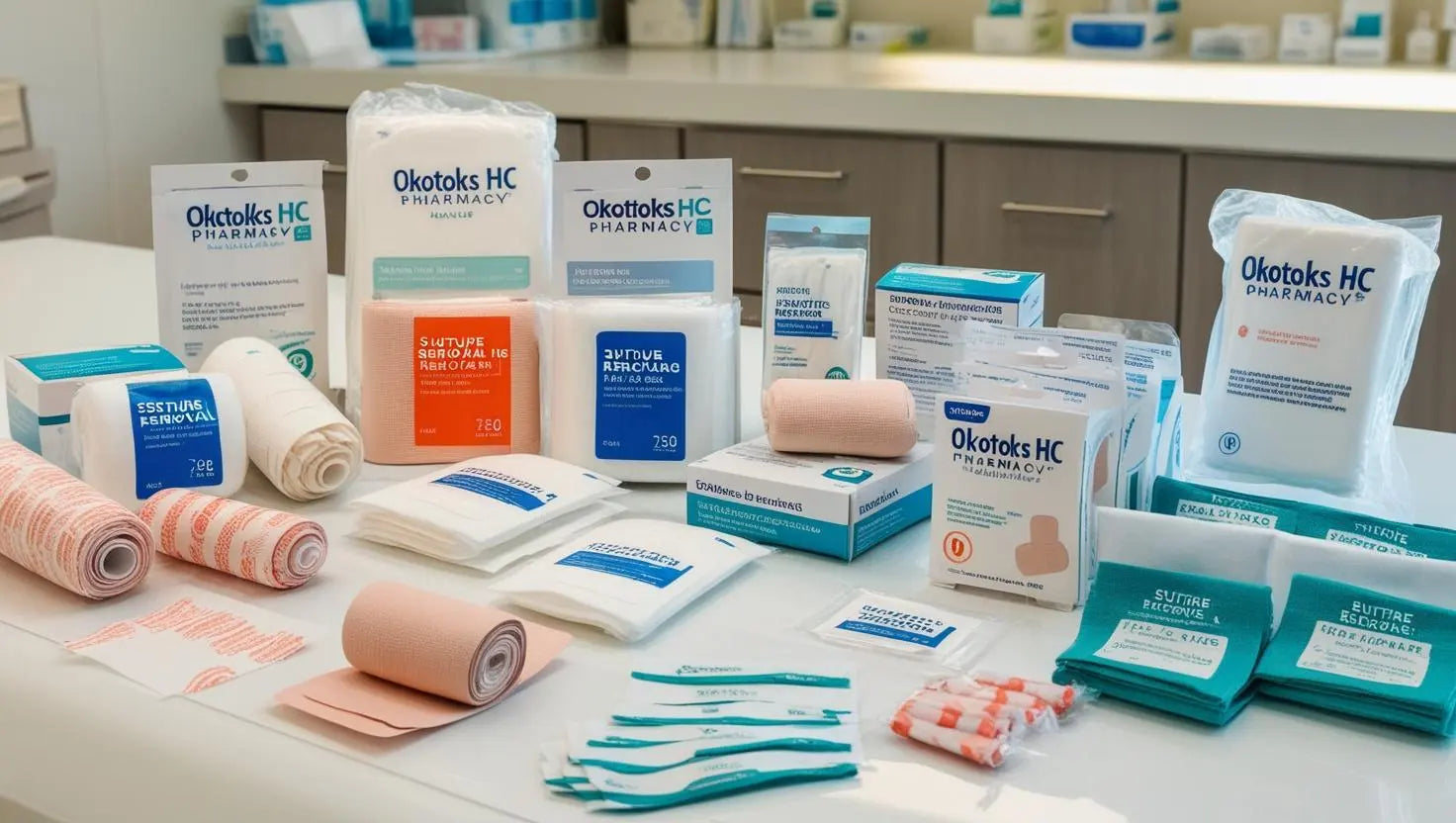 First aid and wound care department at Okotoks HC Pharmacy.