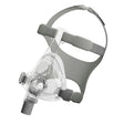 CPAP mask with clear facepiece and gray headgear on a white background - okotoks hc pharmacy