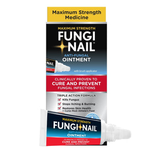 Maximum Strength Fungi Nail anti-fungal ointment packaging on a white background - okotoks hc pharmacy