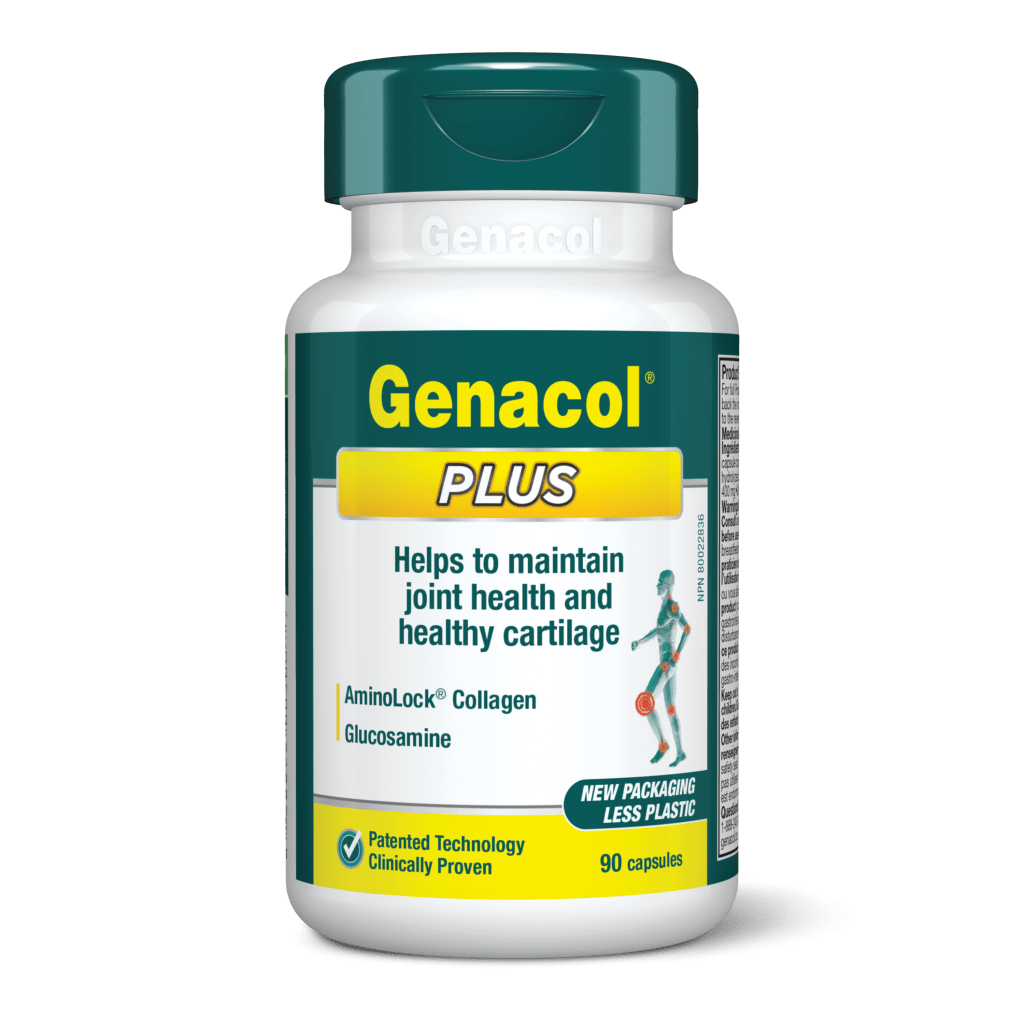 Genacol Plus supplement bottle on a white background - okotoks hc pharmacy