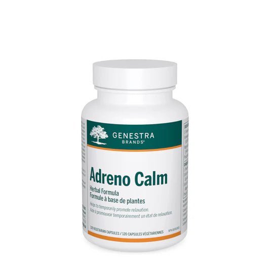 Bottle of Adreno Calm supplement by Genestra Brands on a white background - okotoks hc pharmacy