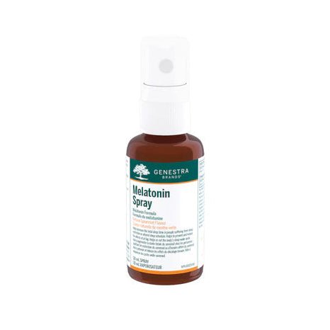 Bottle of Genestra Melatonin spray on a white background - okotoks hc pharmacy