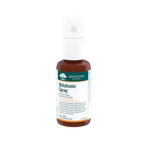 Bottle of Genestra Melatonin spray on a white background - okotoks hc pharmacy