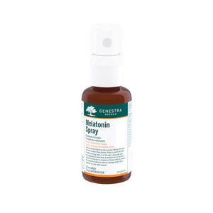 Bottle of Genestra Melatonin spray on a white background - okotoks hc pharmacy