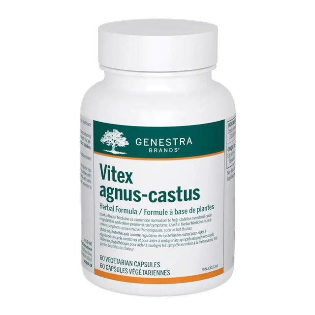 Genestra Vitex agnus-castus supplement bottle on a white background - okotoks hc pharmacy